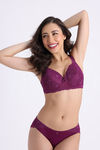 Zivame La Flamme Padded Non Wired 3/4th Coverage Lace Bra - Dark Purple — thumbnail 2
